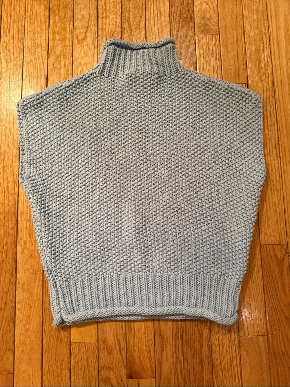 Light Blue Knit Turtleneck Summer Sweater - Women's Cowl & Turtleneck